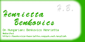 henrietta benkovics business card